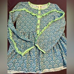 Matilda Jane Teal and Cream Leaf Dress